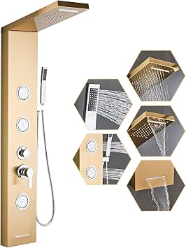Shower Panel Tower System 5 in 1 Stainless Steel Shower Column