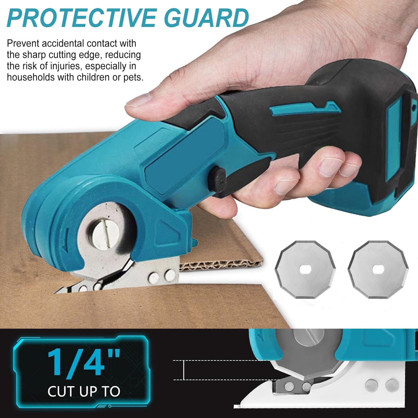 Akku Kartonschneider Kompatibel mit Makita 18V Batterie, Kabellose Elektrische Schere mit Sicherheitssperre, Akku-Universalschere für Handwerk zum Schneiden von Karton Leder Teppich (ohne Akku)