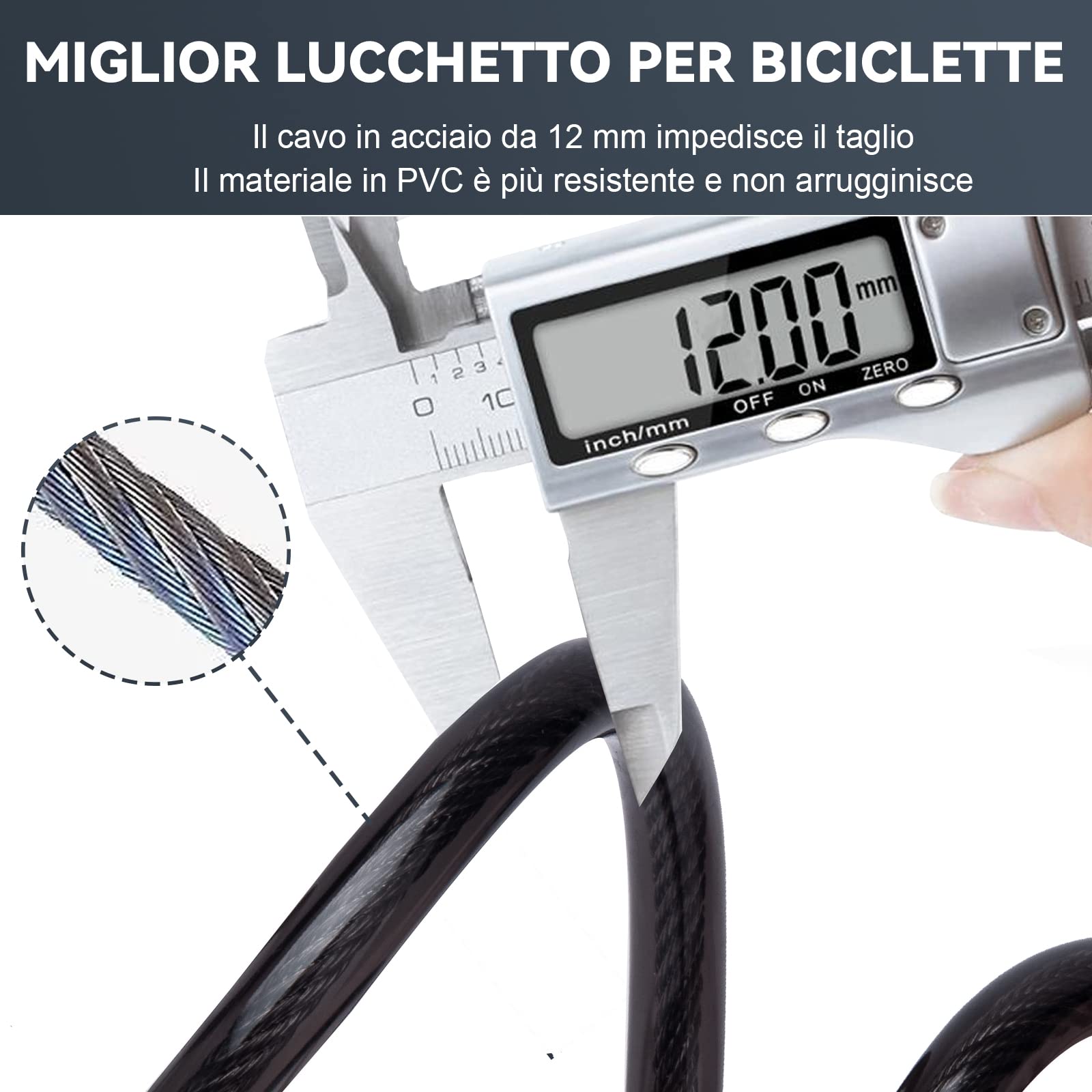OW-Travel Lucchetto Combinazione Cavo TSA. Lucchetto flessibile per