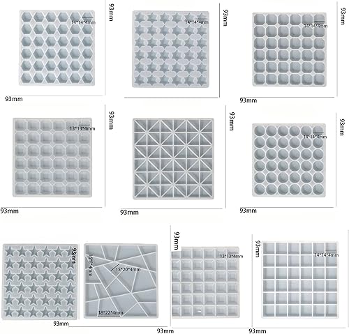 Miniatura 2 de Juego de 10 azulejos de mosaico de resina de silicona, moldes de fundición de silicona epoxi de varias formas, mini piedras de collage para tazas,