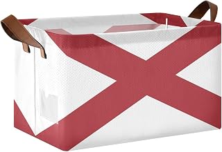 Alabama State Flag Storage Basket Collapsible Shelf Basket Open Home Rectangular Storage Bins Dual Handles Boxs for Closet Shelf Pet
