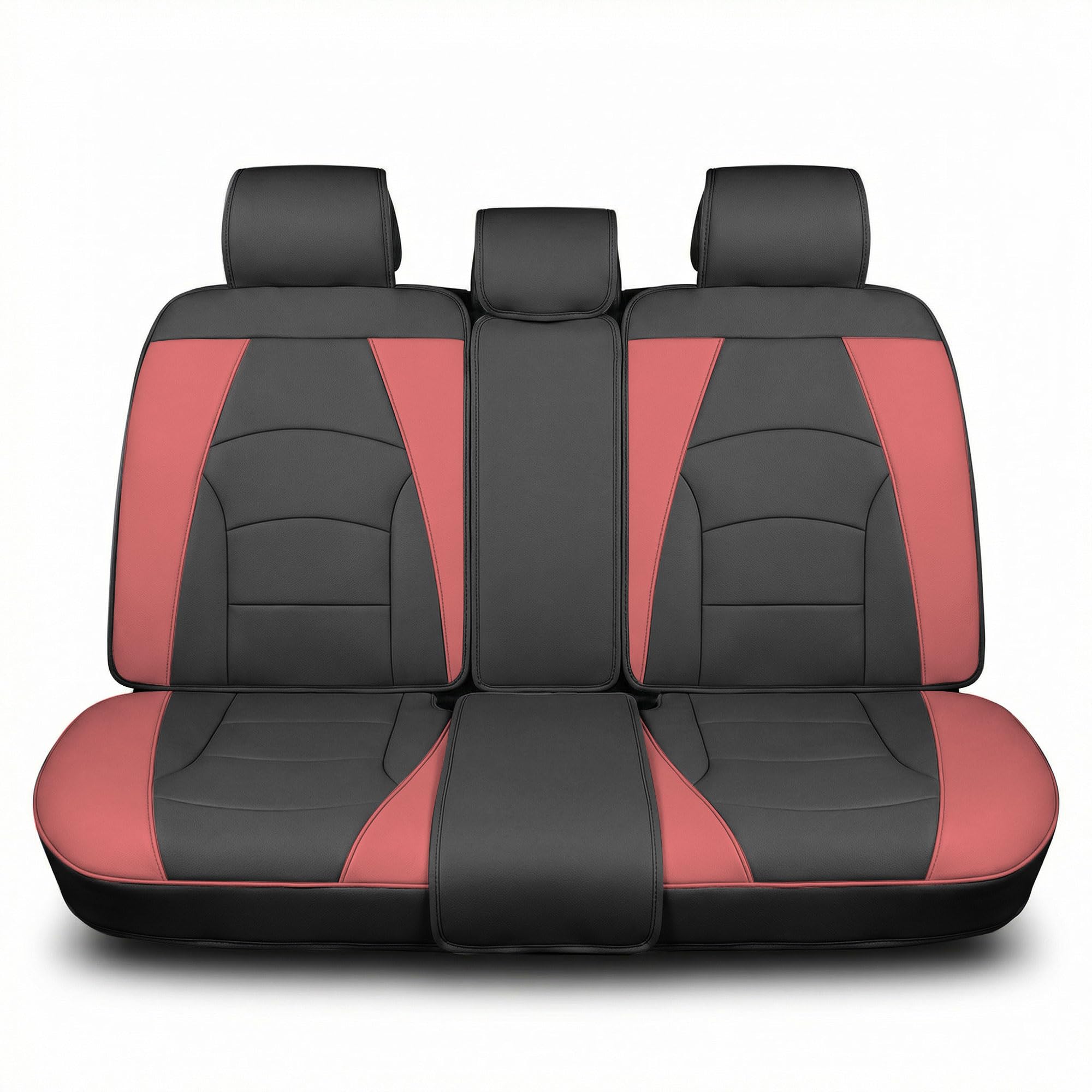FH Group Back Seat Faux Leather Car Seat Cover, Universal Fit, Rear Seat Covers for Cars with Rear Split Bench, Car Interior Accessories for SUV, Sedan, Van, Burgundy/Black