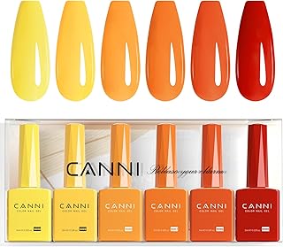 CANNI 6Pcs 9ml Yellow Orange Fall Gel Nail Polish Set- Orange Red Yellow Fall Colors Gel Polish Kit DIY at Home Salon Christmas New Year's Gifts for Girls