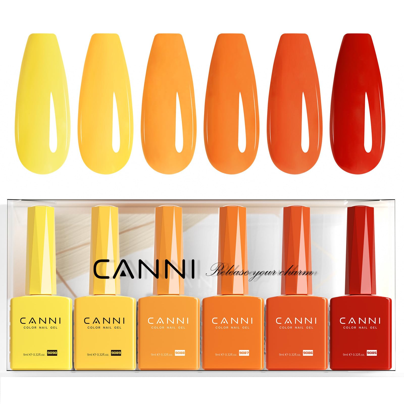 CANNI Fall Gel Nail Polish Set, 6Pcs 9ml Yellow Orange Gel Polish Kit | Hema-Free, Light Pink Purple Yellow Orange Hot Pink Colors, Soak Off UV LED, Nail Manicure for DIY Home and Salon