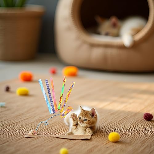 Miniatura 2 de Juguete de tubo para gatos, 10 piezas, malla de nailon de 5.1 pulgadas, telescópico plegable de plástico para gatos, elegante juguete masticable