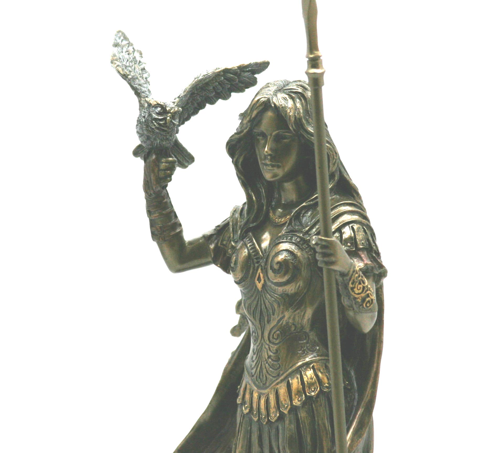 Figura de estatua de la diosa romana griega de Athena Minerva con acabado en bronce