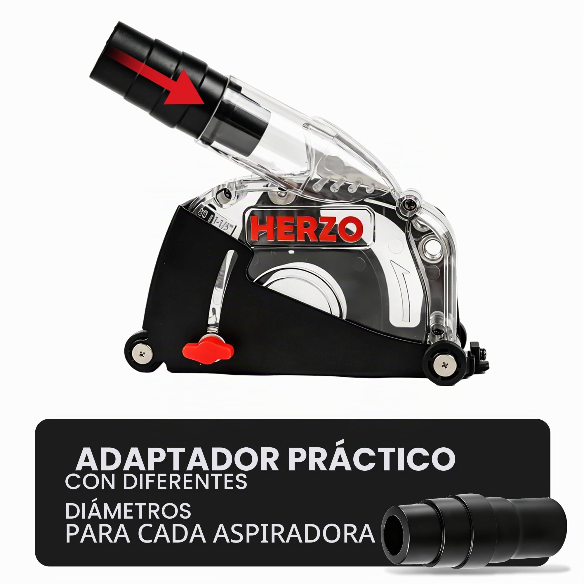 HERZO 115/125mm Caperuza de Aspiración Guía de Corte con Racor para Amoladora Angular