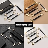 Vista 4 de Paquete de 12 manijas de gabinete moleteadas de 7 1/2 pulgadas de 7.559 in, tiradores de aluminio, acabado de oxidación dorado y negro