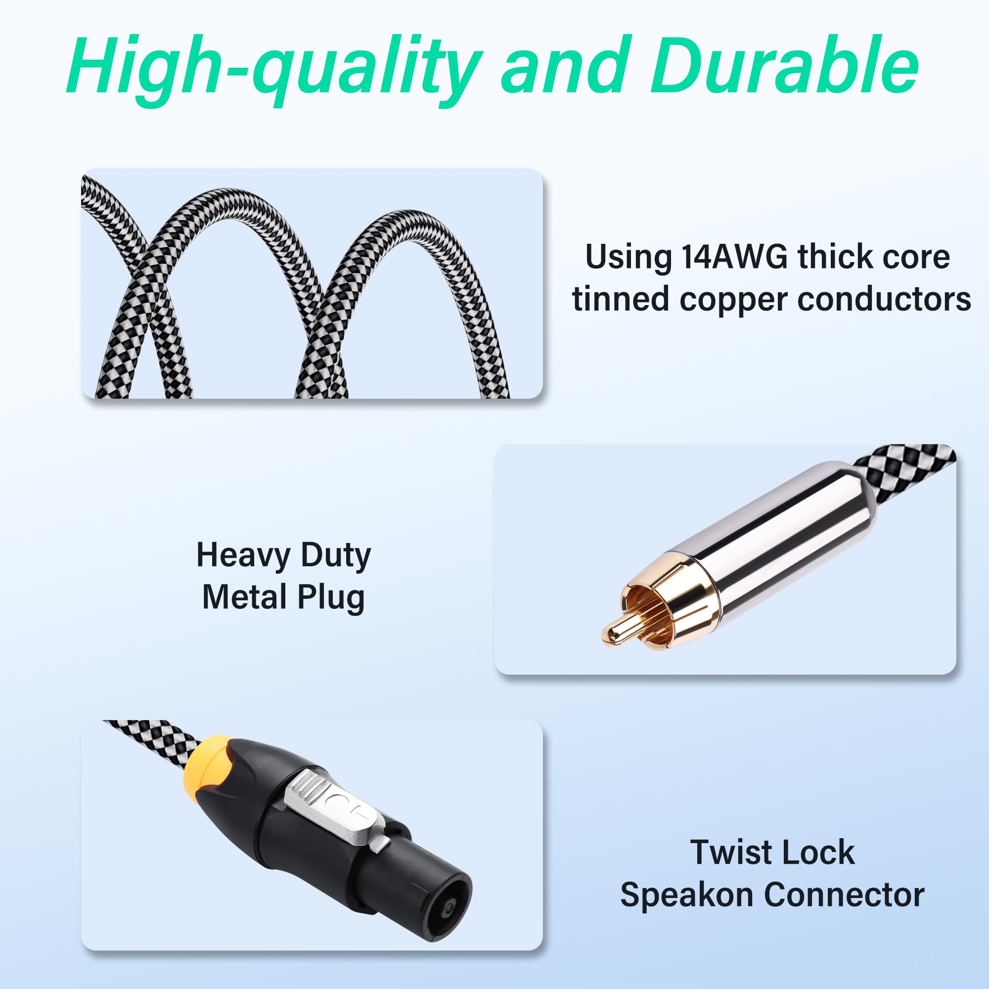 SinLoon Cavo audio da Speakon a RCA, 3 m/10 FT, cavo coassiale da 14 AWG a treccia, cavo di collegamento segnale da amplificatore a home theater, cavo di collegamento professionale da amplificatore a
