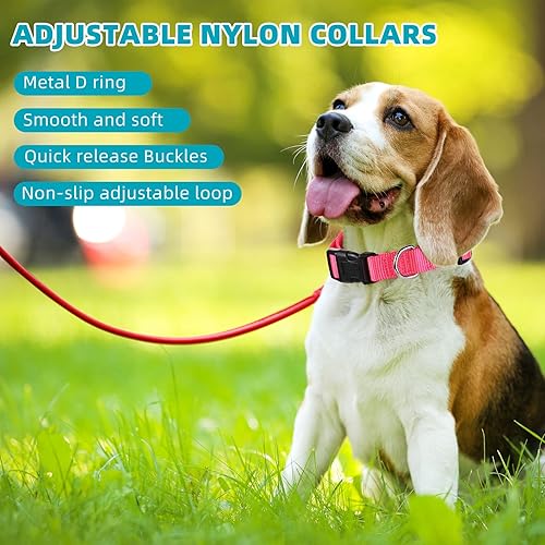 Miniatura 4 de 9 piezas de collar ajustable para perro, collar de nailon suave para mascotas con hebilla de liberación rápida a granel para perros, caminar,