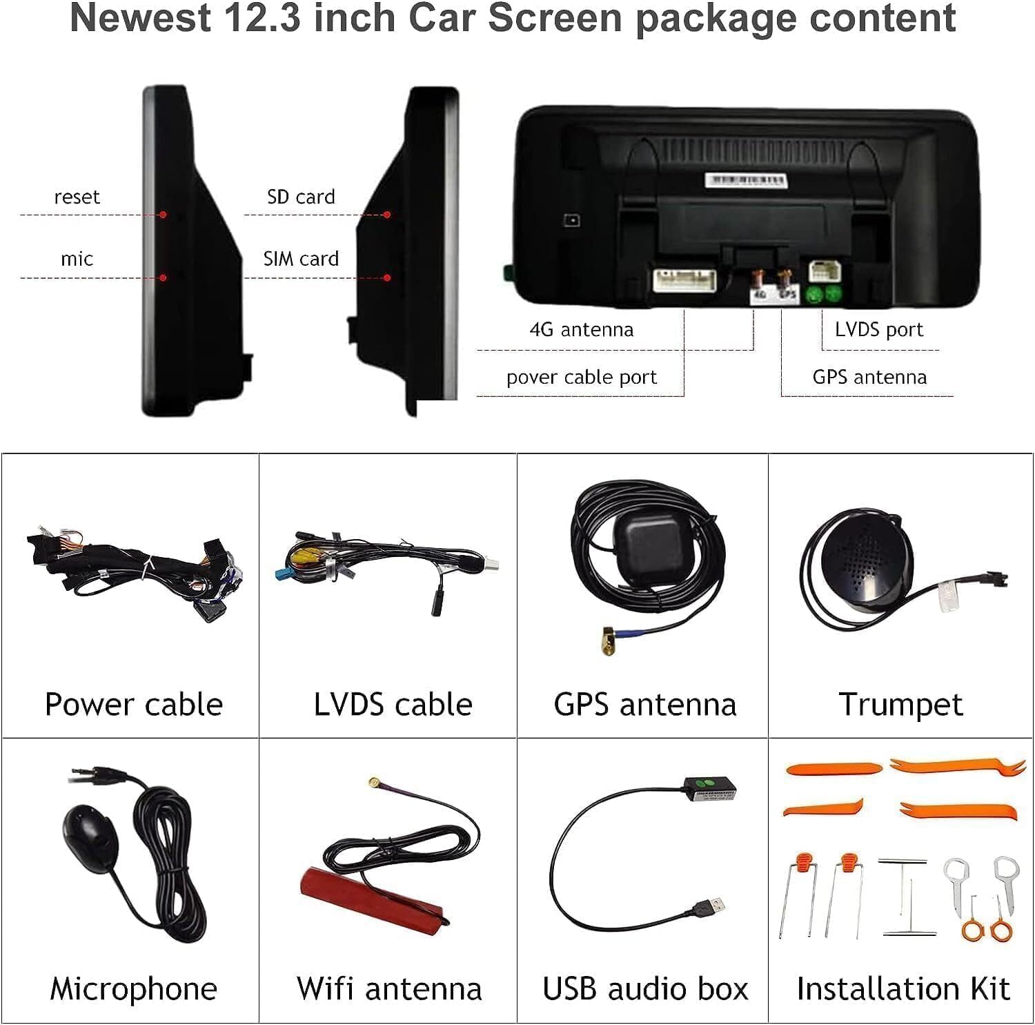 12.3 Pulgadas Radio Coche Bluetooth Pantalla, Android 13 Pantalla táctil con CarPlay y Android Auto, para Mercedes Benz Clase C W176 CLA GLA Clase C W205 GLC 2015-2018 NTG5.0/5.1, 8G+256G
