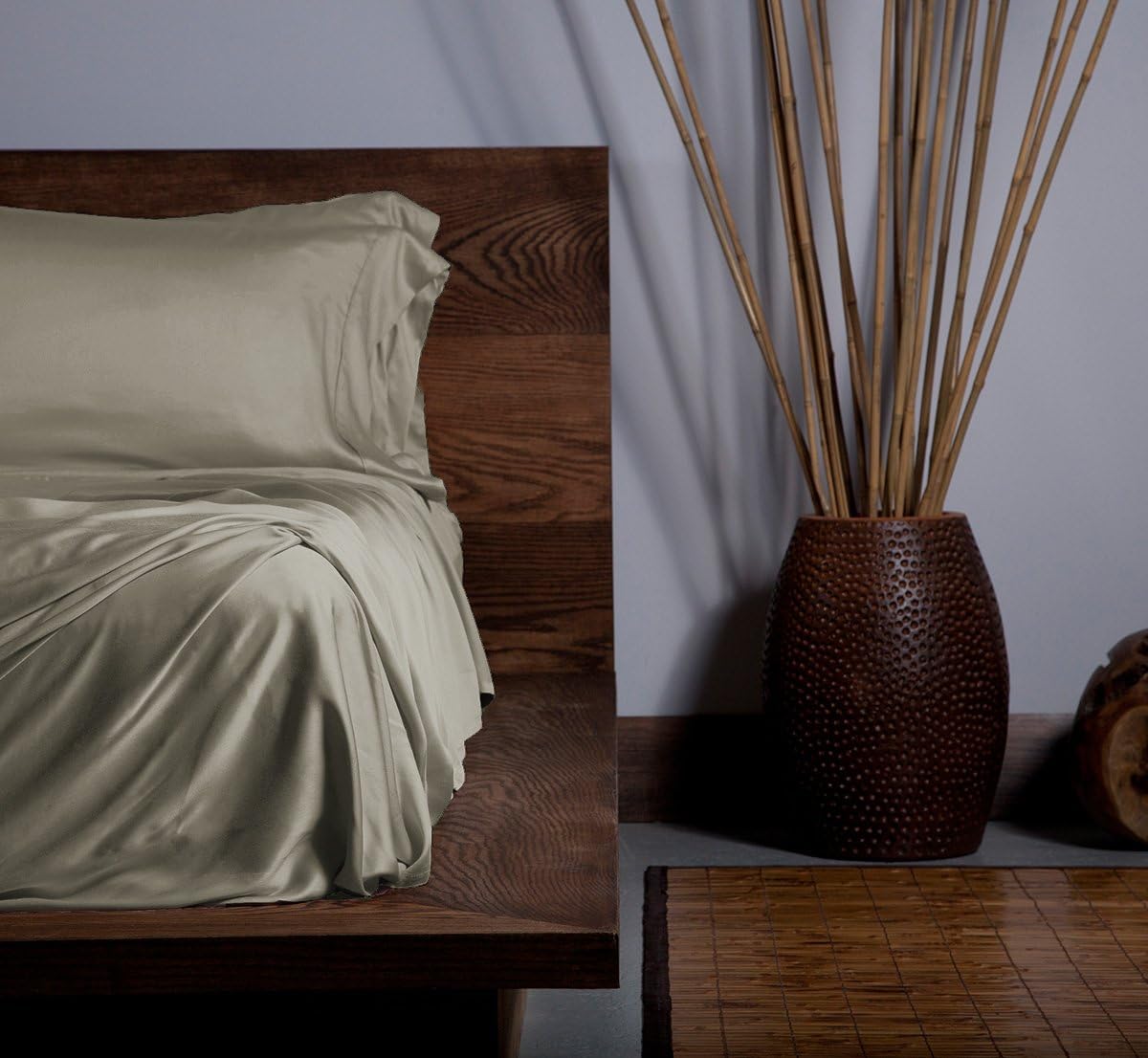 SHEEX Ecosheex Bamboo Origin Sheet Set with 2 Pillowcases- Soft Luxury Sateen Sheets, Taupe, Full