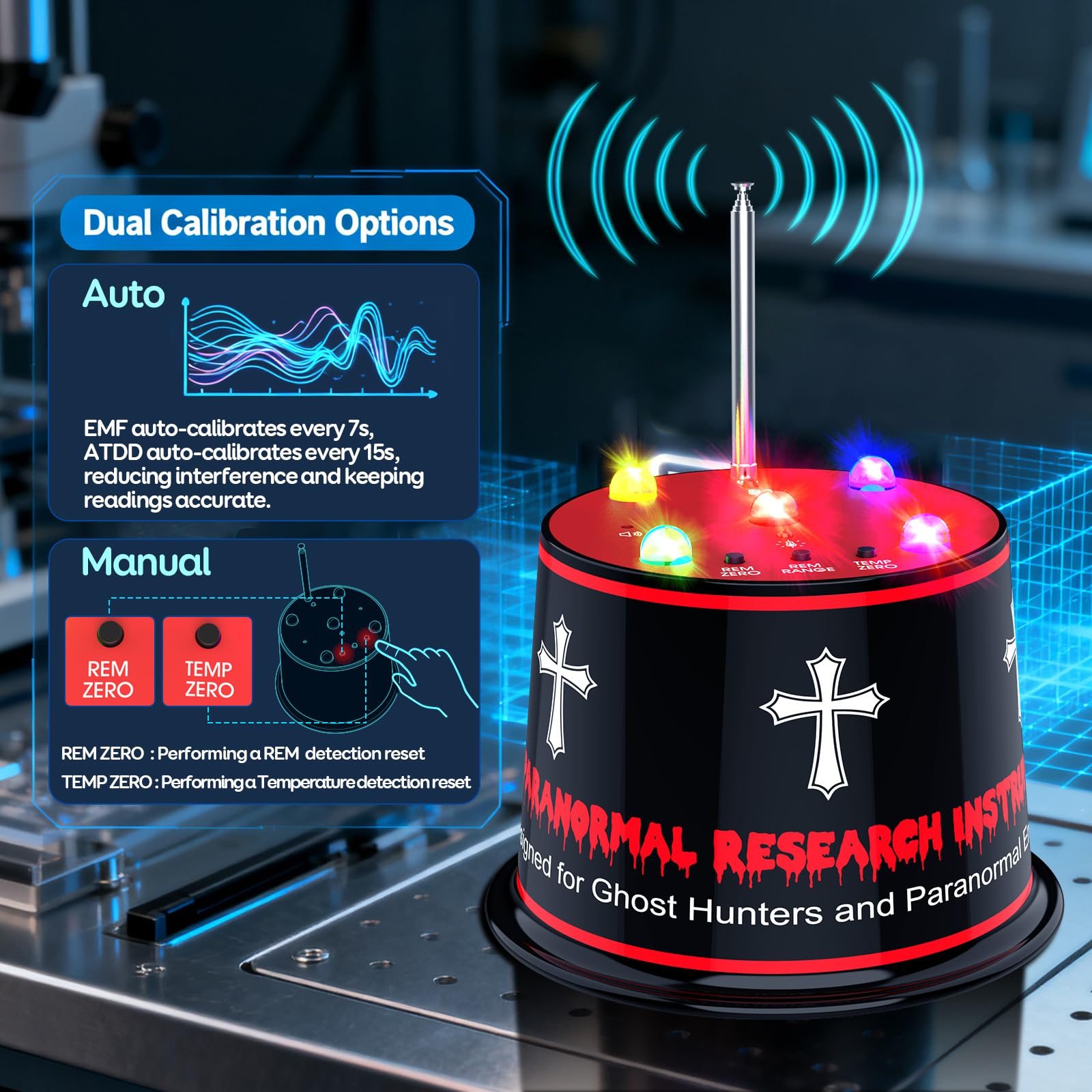 Equipo de caza de fantasmas mejorado 2026: detector EMF mejorado con amplificador de campo magnético avanzado y ATDD de precisión de ± 1 °C, calibración automática, sensibilidad de 5 niveles, batería