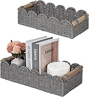 Vista 12 de CubesLand Canastas decorativas de cuerda de papel con borde festoneado para el hogar, sala de estar, dormitorio, cesta de inodoro para estante