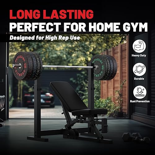 Miniatura 25 de Papababe Placas de peso, juego de placas de pesas de 2 pulgadas, placas de peso de goma protectoras para el suelo, placas de parachoques de 10 a 600