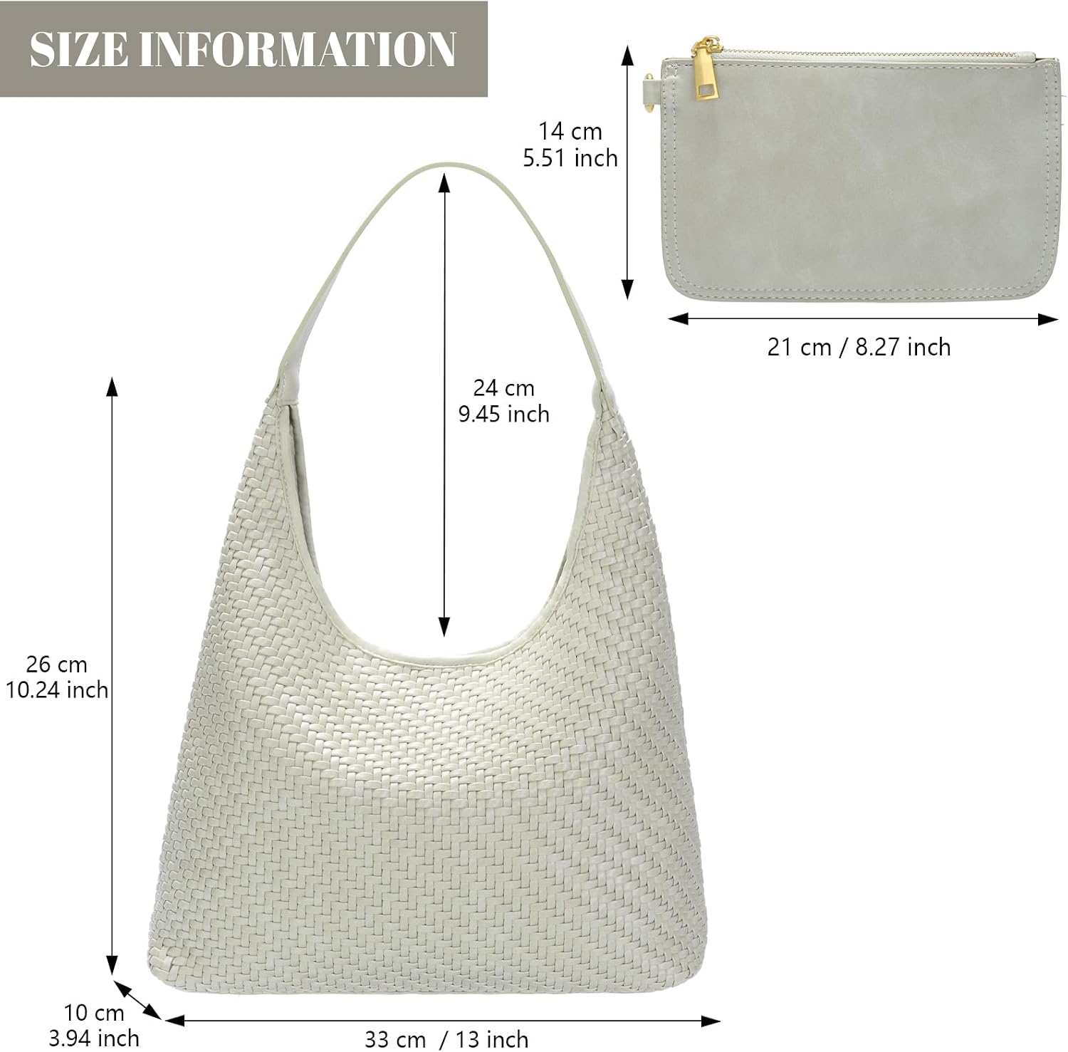 Woven Tote Bag for Women with Purse Fashion Shoulder Hobo Bags Woven Leather Handbag for Work Travel | Woven Tote Bag