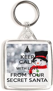 Keep Calm with Love from Your Secret Santa - Square Keyring