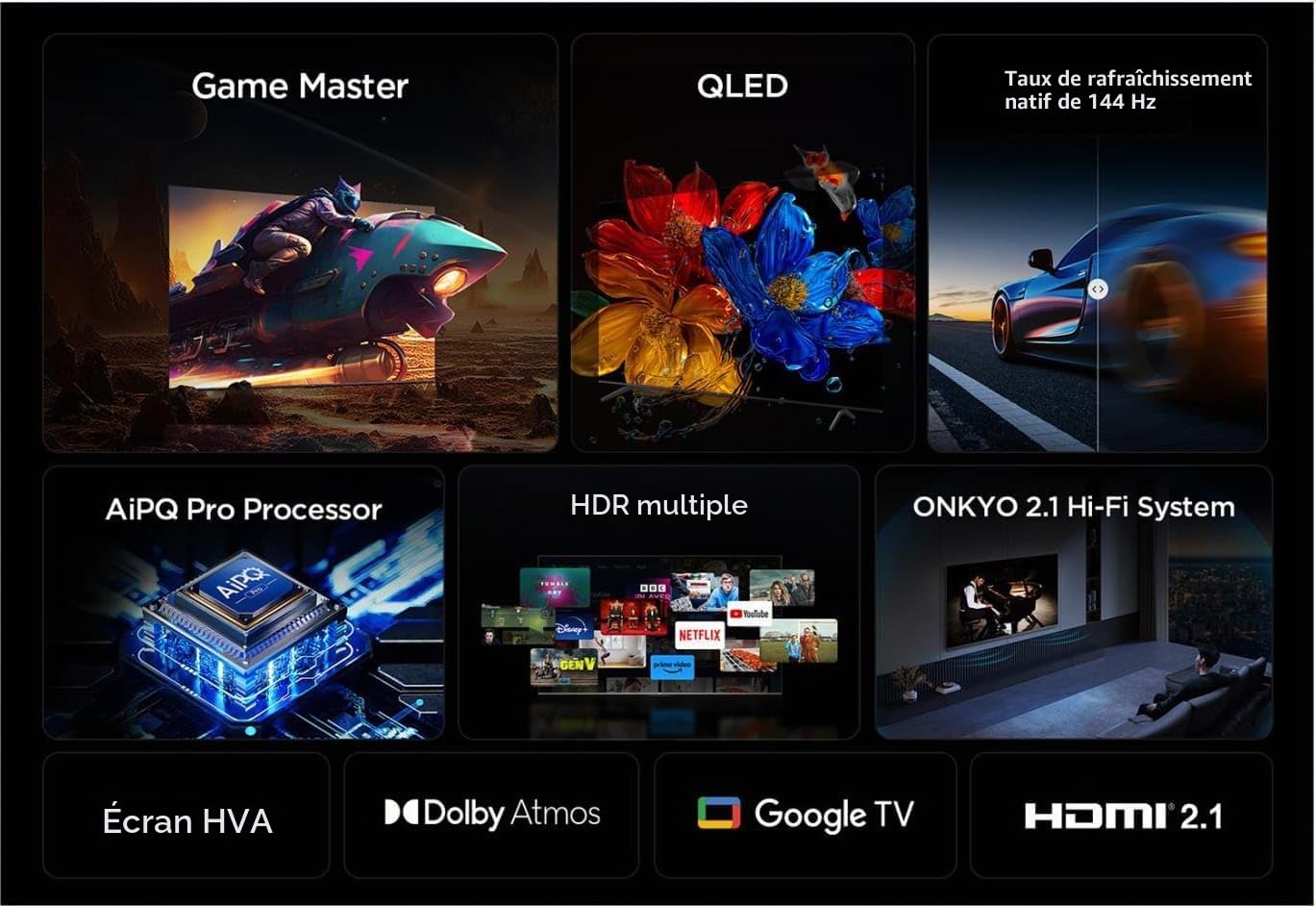 TCL TV LED 4K QLED 144Hz 55P89K 140 cm Google TV