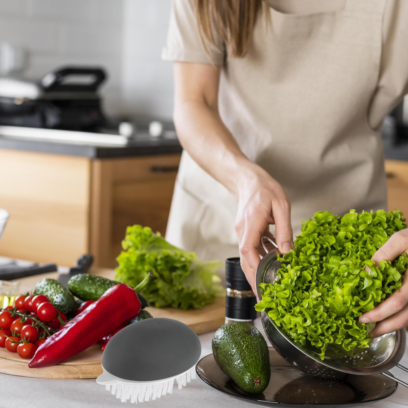 2 Cepillos De Verduras para Alimentos Cepillo De Frutas con Cerdas Flexibles Y Duras Cepillo De Limpieza De Agarre Antideslizante Cepillo De Limpieza para Lavar Patatas Huevos Hongos