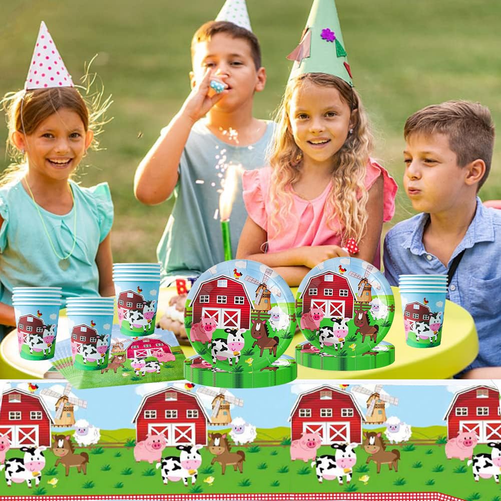 Bauernhof Partygeschirr Set 40-teilig - Niedliche Tier-Motive Für Kindergeburtstag & Babyshower