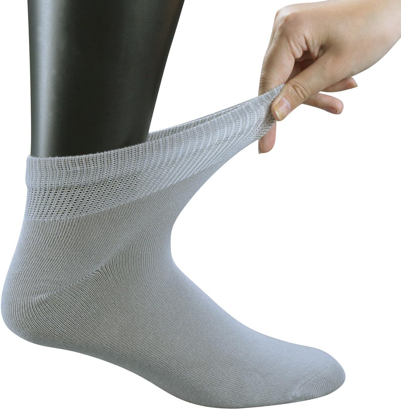 Yomandamor Men's 6 Pairs Combed Cotton Diabetic Ankle Socks with Seamless Toe and Non-Binding Top
