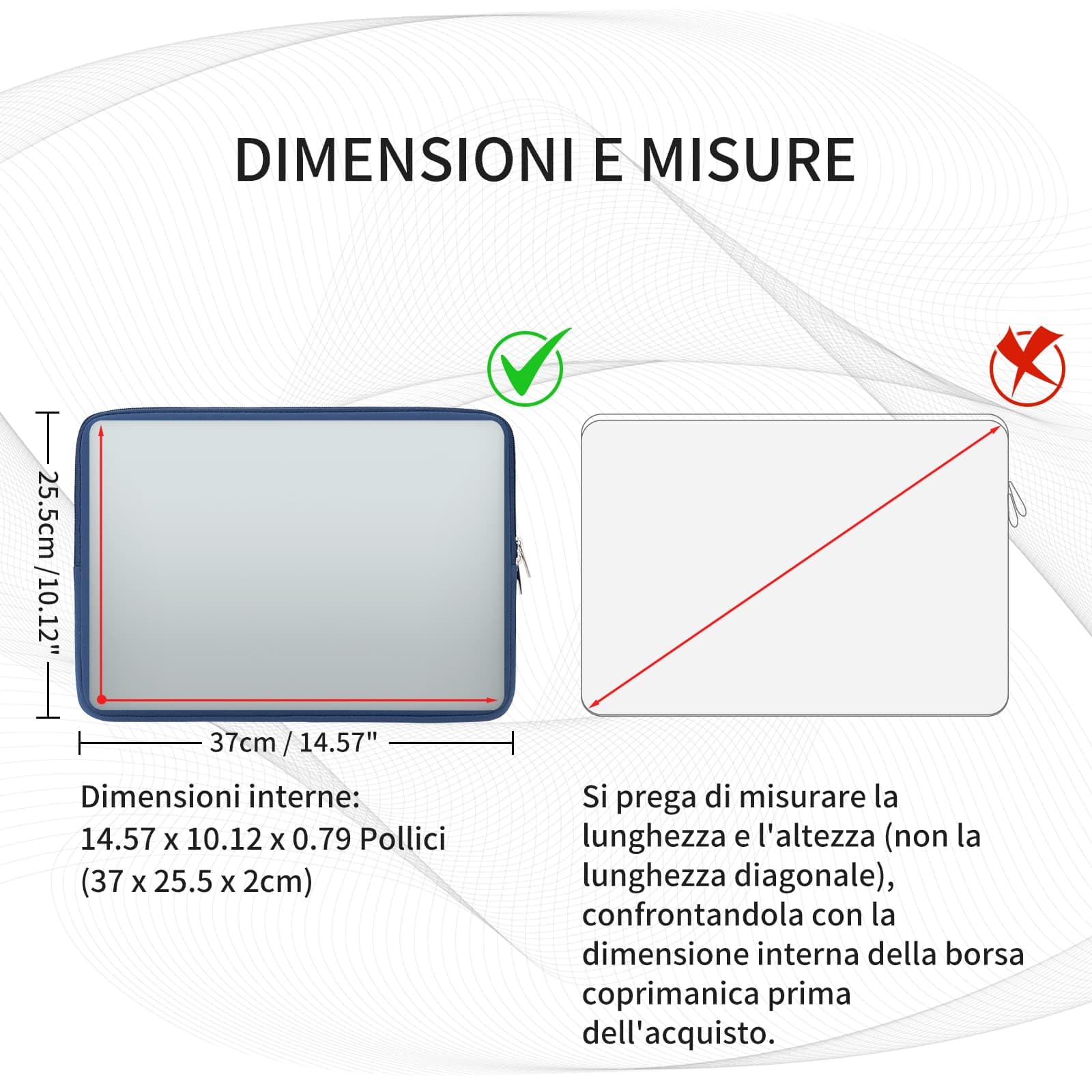 RAINYEAR 16 Pollici Laptop Sleeve Custodia Protettiva con Cerniera Compatibile con il 16 Pollici MacBook M1 M2 M3 M4 M5 Pro/Max per A3428 A3429 A2141 A2485 A2780 A2991 A3403 A3186, Blu Navy