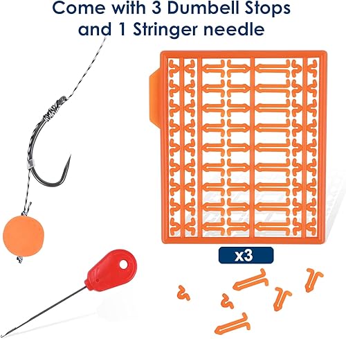 Miniatura 7 de Luroad Aparejos de pesca de carpa, 20 piezas de gancho curvado de púas para carpa, línea de hilo trenzado giratorio antienredos con 3 tarjetas