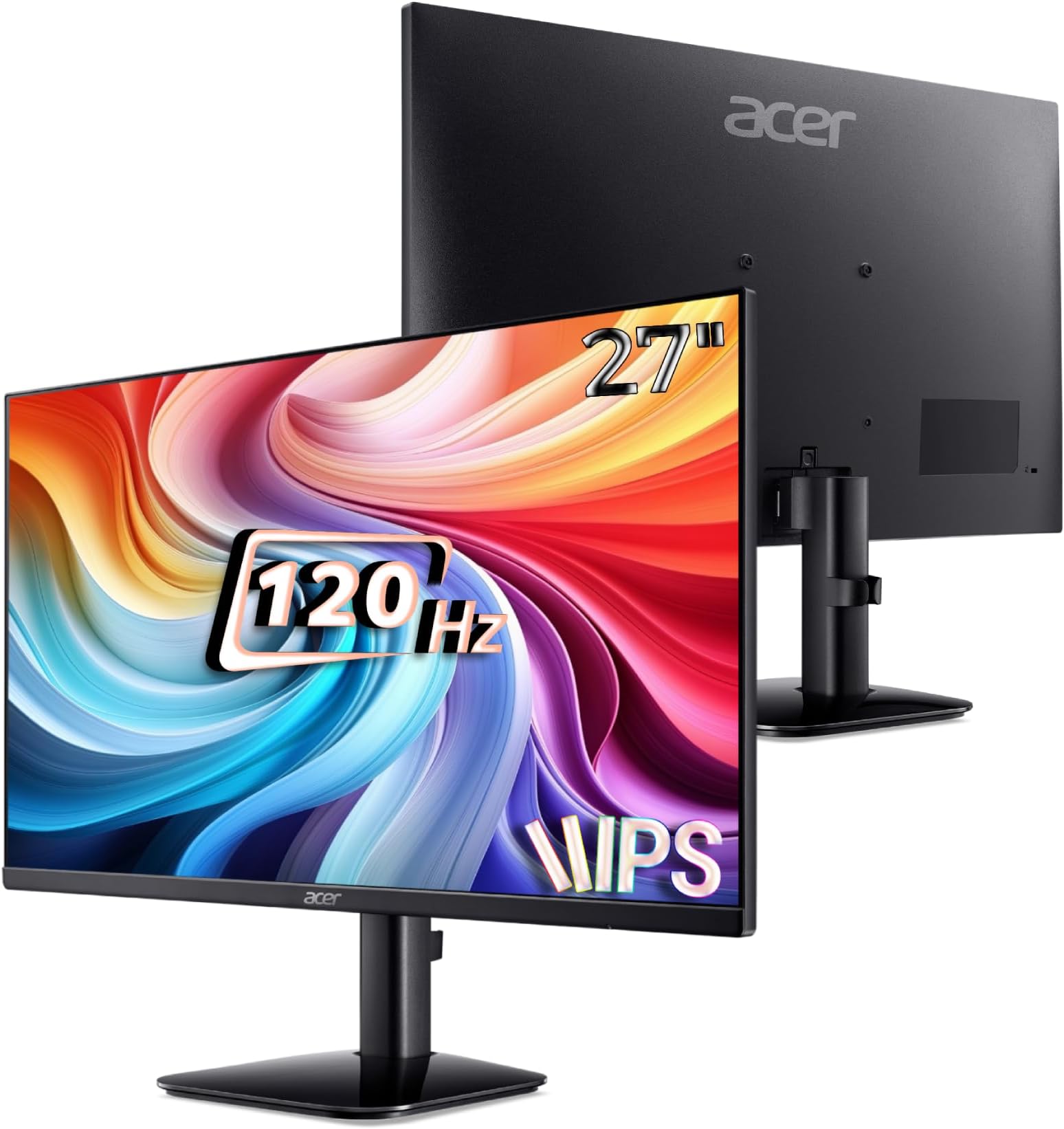 Acer KA270 G 27 Inch IPS Full HD Backlit LED Monitor I 1MS VRB, 120Hz Refresh Rate I Adaptive Sync I Frameless I 99% sRGB I 1 x VGA 1 x HDMI with Inbox HDMI Cable I Vision Care I Stereo Speakers