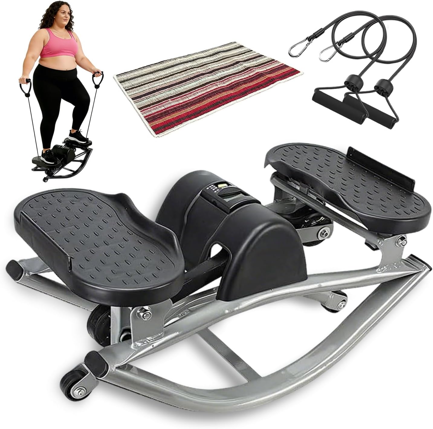 Rock Stepper, Side to Side Exercise Machine, U-Shaped Rock Stepper Machine, Step Rocker Exercise with Uses Silent Technology, Digital Display and Anti-Slip Mat for Home Workout
