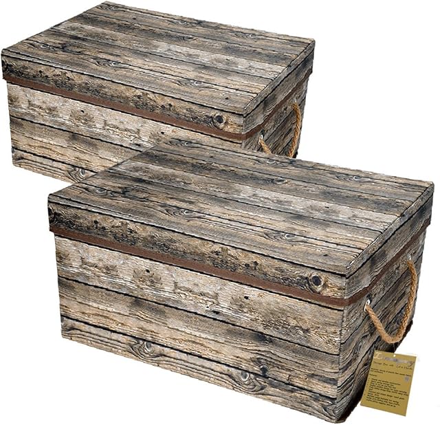 Livememory Fabric Storage Boxes with Lids, Decorative Foldable Storage Box with Handles for Office,Bedroom,Closet, Toy -2 Pack