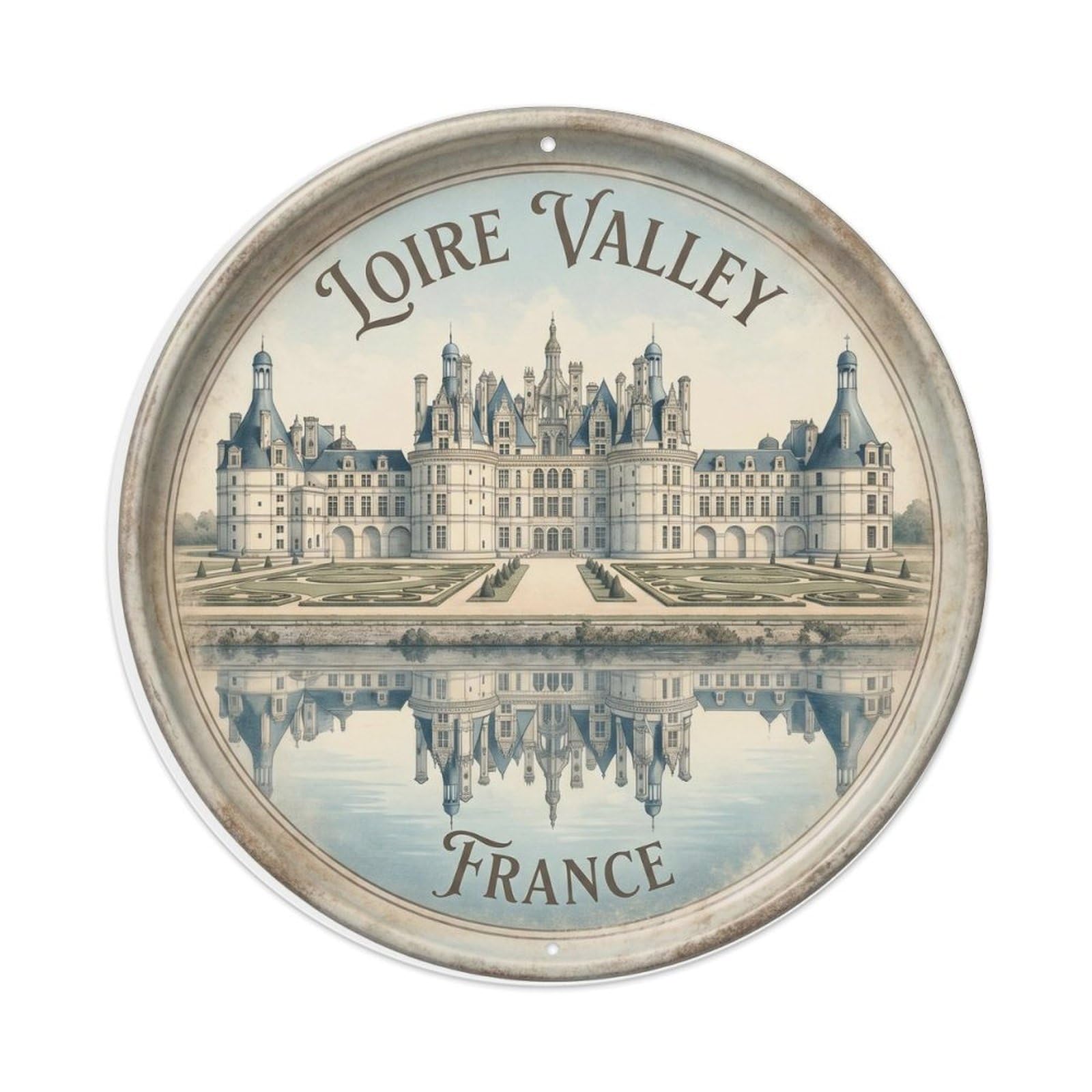 Vintage Travel Loire Valley France Metal Tin Sign