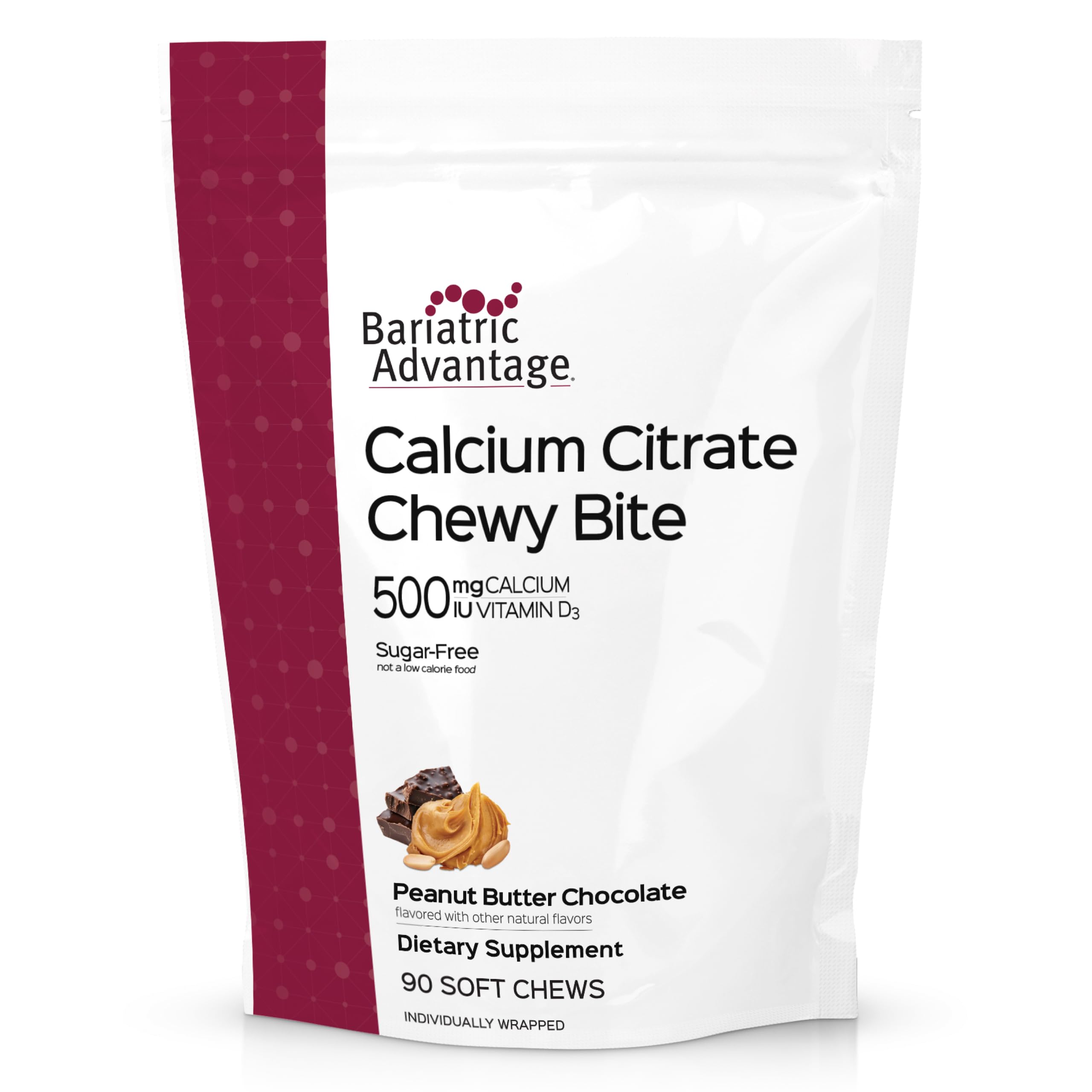 Bariatric Advantage Calcium Chewy Bites, Peanut Butter Chocolate, 90 Ct