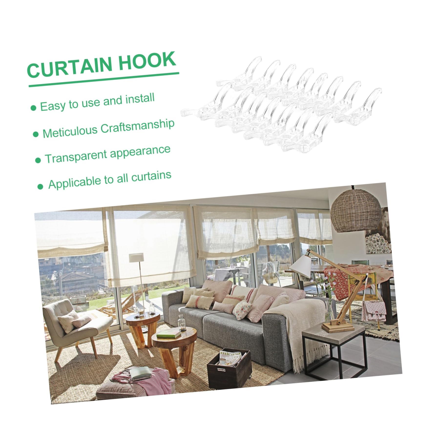 Cabilock 15Pcs Vertical Blind Clip Curtain Positioning Hooks for Roller Curtains and Blinds for Use Simple Design for Seamless Curtain