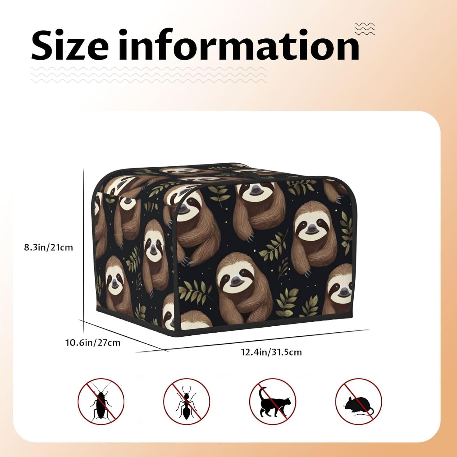 Naughty Sloth Baby Print 4-Slice Toaster Cover Kitchen Appliance For Bread Home Protector Daily Usability image 5