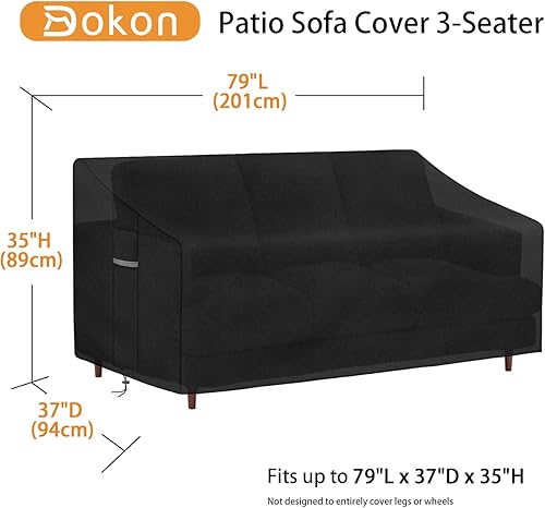 Miniatura 2 de Dokon Fundas resistentes para sofá de patio, impermeables, de 3 plazas, para exteriores, sofá biplaza, anti-UV, tela Oxford 600D, fundas para