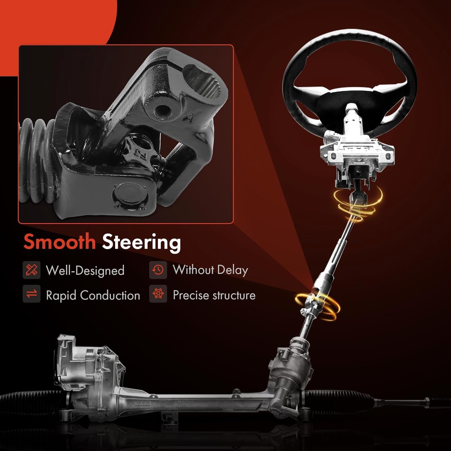 A-Premium Lower Power Steering Shaft Steering Column Shaft w/U Joint Coupler Compatible with Jeep Cherokee 1984-1994, Comanche 1986-1992, Wagoneer 1984-1990