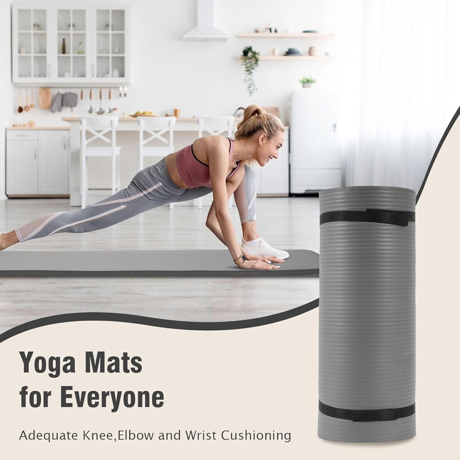 BalanceFrom Yoga Mat 1-Inch Extra Thick High-Density Exercise Mat with Non-Slip Surface & Carry Strap for Men & Women Tear-Resistant Pilates Workout Mat for Home Gym, Floor Fitness, Multiple Colors