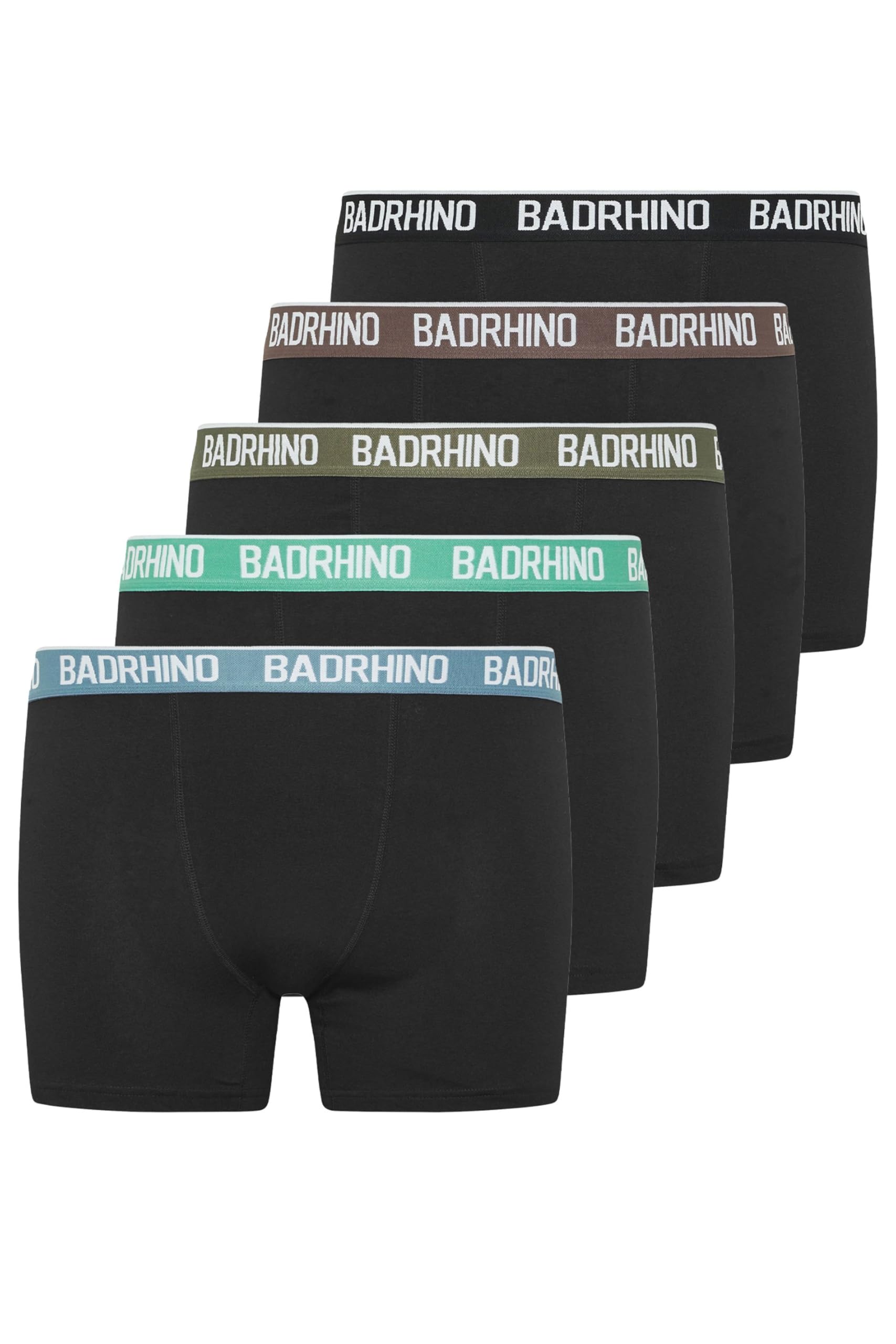 Badrhino Men's Black Croc Big & Tall 5 Pack Black Waistband Boxers - Plus Size Curve