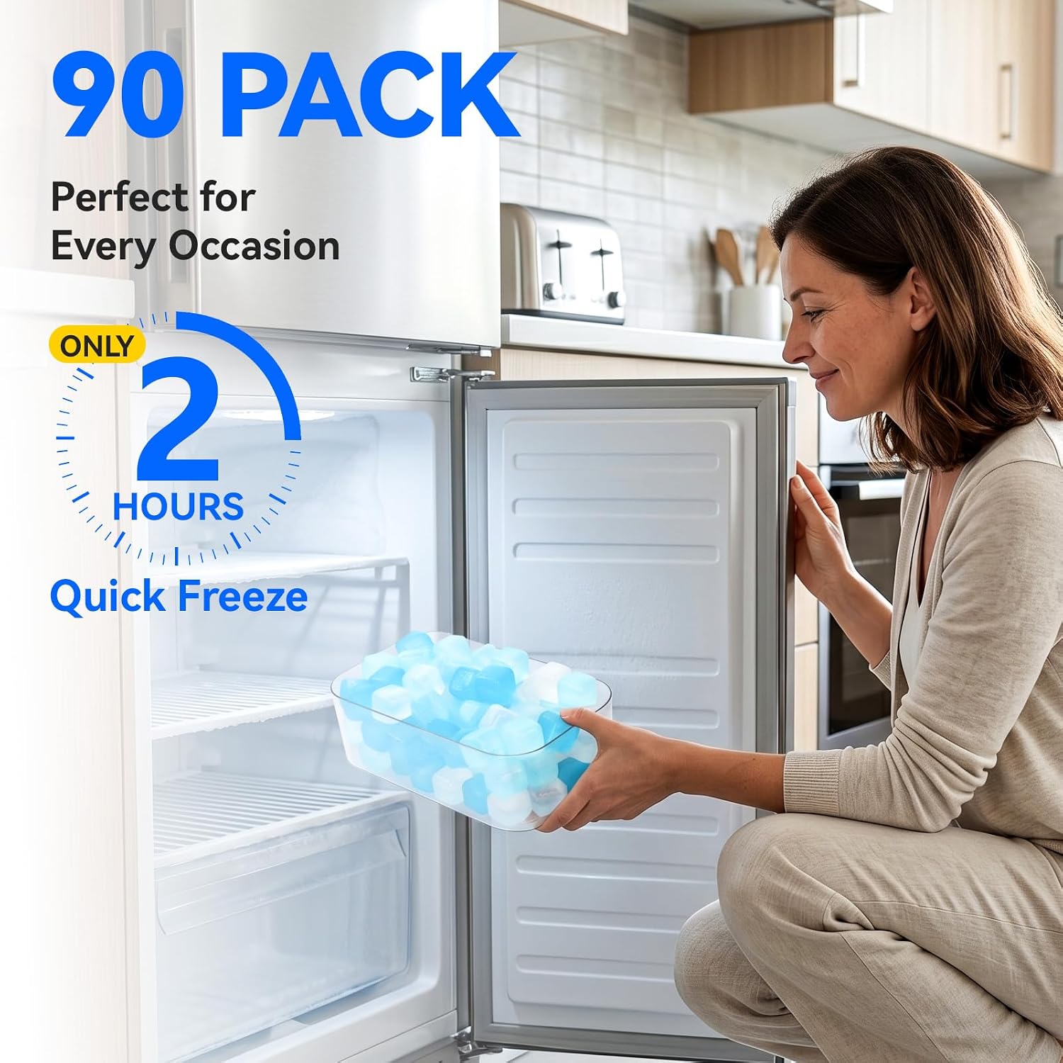 90PCS Reusable Ice Cubes, Refreezable Plastic Fake Ice Cubes image 4