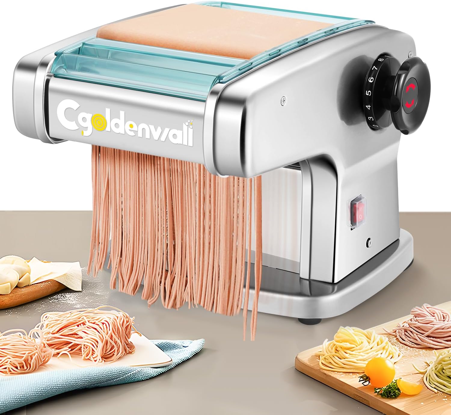 Machine à pâtes électrique portable sans fil - Presse à pâtes - 1500 mAh - Multifonctionnel - 5 moules - Ramen à spaghetti fait maison pour la famille - Acier inoxydable de qualité alimentaire