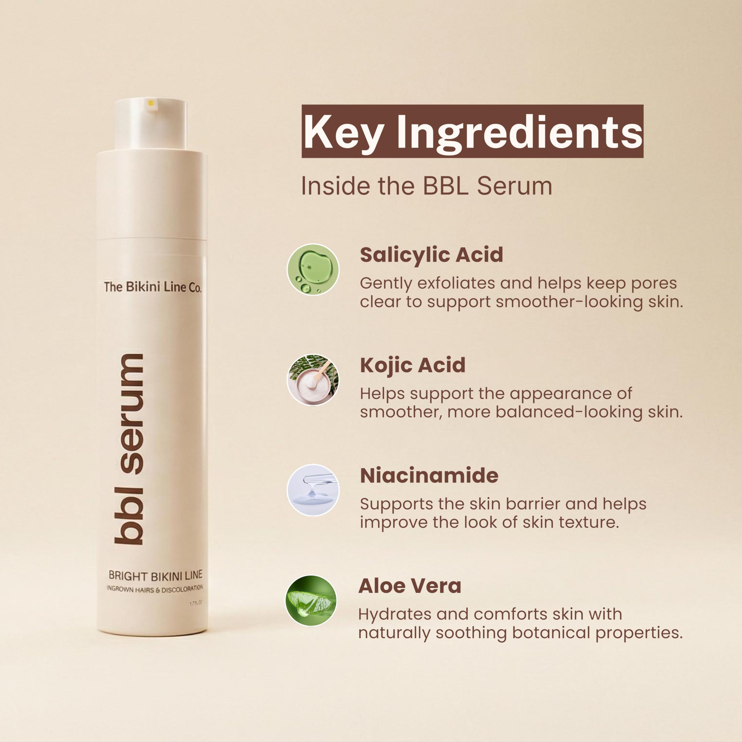 BBL Serum – 3-in-1 Bikini Line Care, Fragrance-Free Post-Hair Removal Serum with Salicylic Acid & Niacinamide, Helps Reduce the Look of Ingrown Bumps & Irritation, Designed for Sensitive Skin