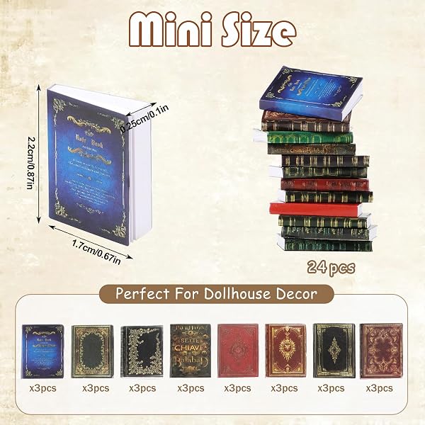 24 Piezas Miniatures Libros para Casa De Muñecas, 1:12 Mini Modelo de Libros, Accesorios de Decoración para Dormitorio y Biblioteca de Casa de Muñecas - 2