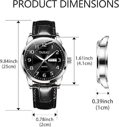 Miniatura 6 de Mens Leather Watch for Men Waterproof Analog Quartz Mens Watches Dress Minimalist Business Classic Big Face Watches for Men with Date Day