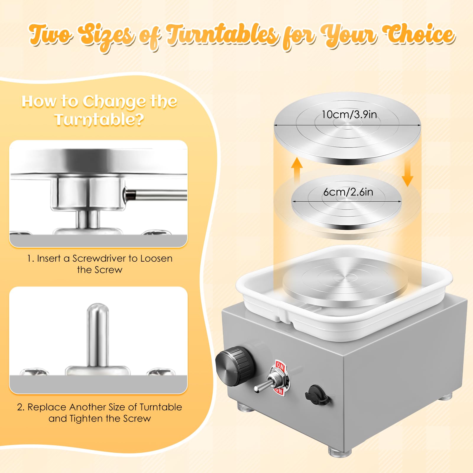 Tornio Per Ceramica Elettrico - Velocità Regolabile Fino A 2000 RPM, Doppi Piatti Girevoli, Bacinella Rimovibile Per Hobby E Laboratori - Foto 13