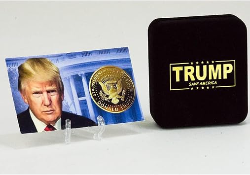 Trump 2024 Save America Gold-Plated Coin in Luxurious Velvet Display Case