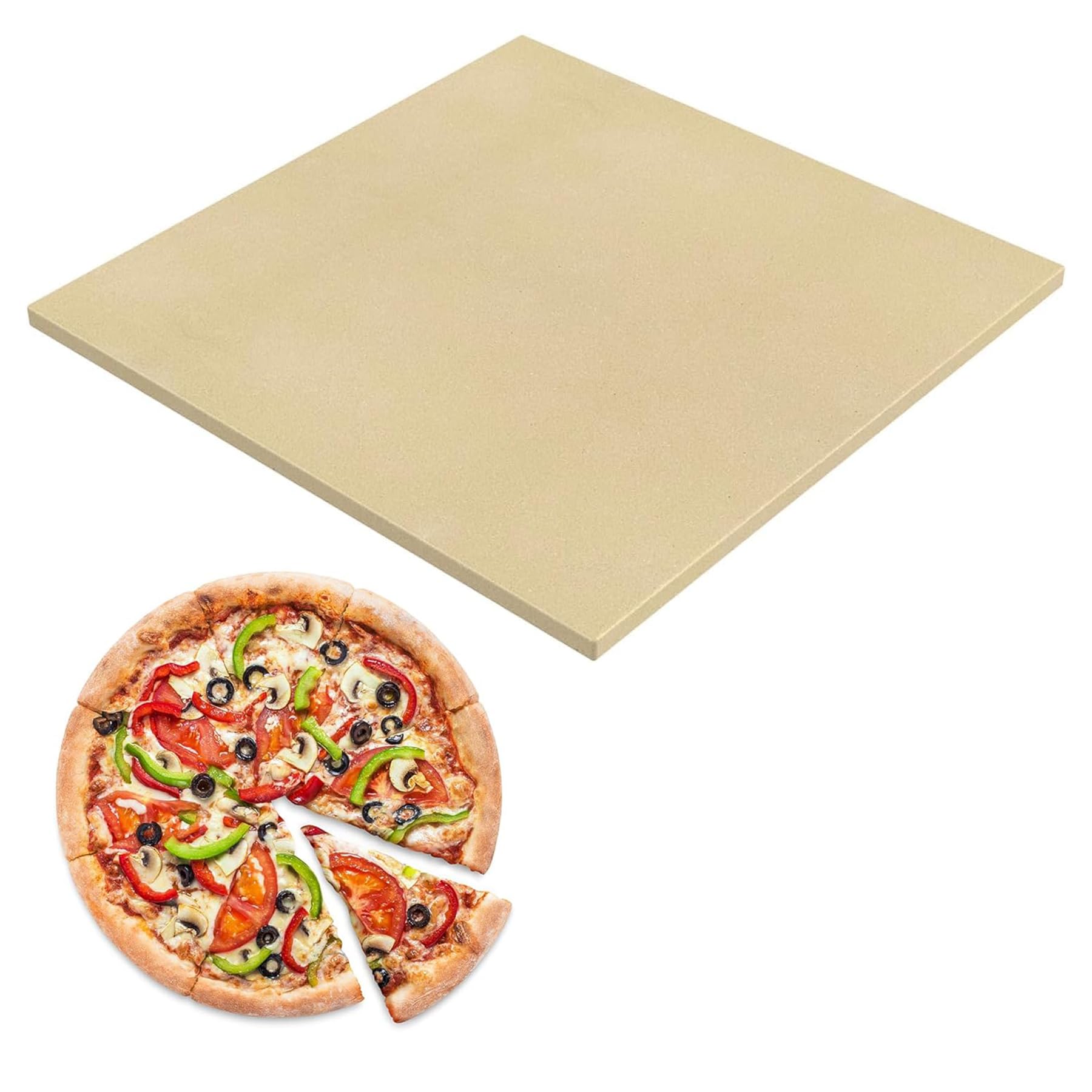 SafBbcue Pierre à pizza carrée en cordiérite : idéale pour Ooni Koda & Fyra 12, four à pizza Uuni, 33,5 x 33,5 x 1,1 cm