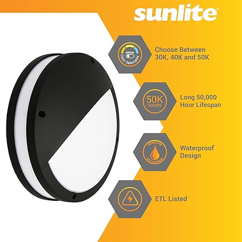 Miniatura 4 de Sunlite 81384 - Lámpara LED redonda de pared y mamparo de 11 pulgadas, 20 vatios (equivalente a 70 W), 1000 lúmenes, regulable, vida útil de 50,000