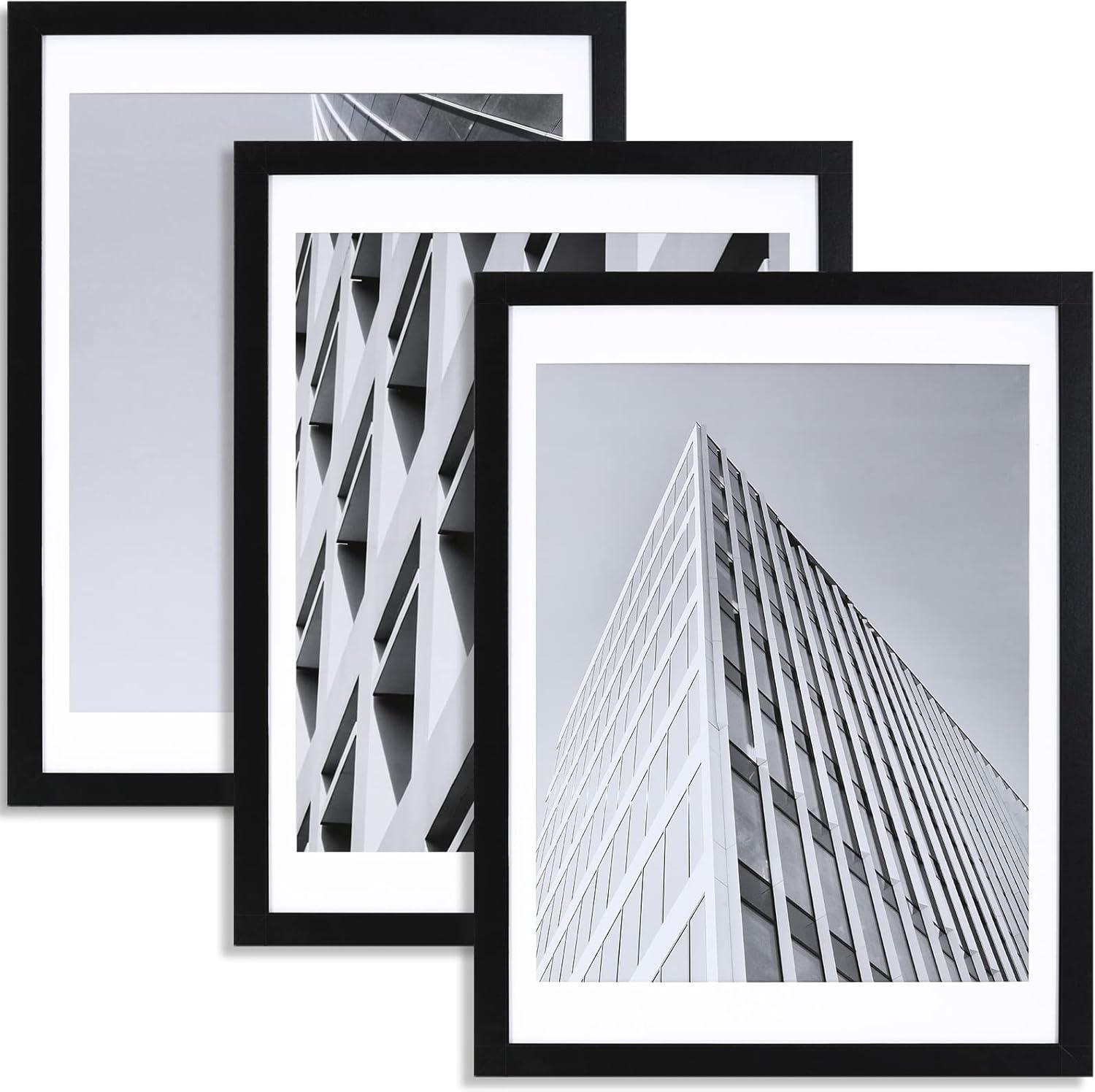 ELSKER&HOME 18x24 Poster Frame Black 3 Pack, Display Pictures 16x20 with Mat or 18x24 Photos without Mat Set of 3, Include 3 Wall Art Prints, Horizontal and Vertical Wall Mounting