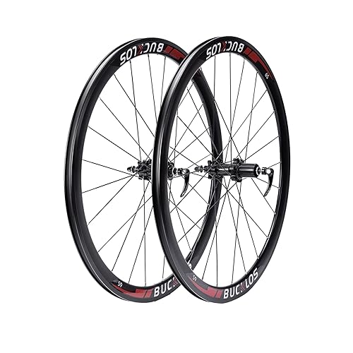 BUCKLOS 700C Road Bike Wheelset Disc/Rim Brake with Carbon Hub, 40mm Depth Road Bike Wheels Support 8/9/10/11 Speed, Clincher 18-25c 700c Bike Wheel Thru Quick Release/24H Spokes
