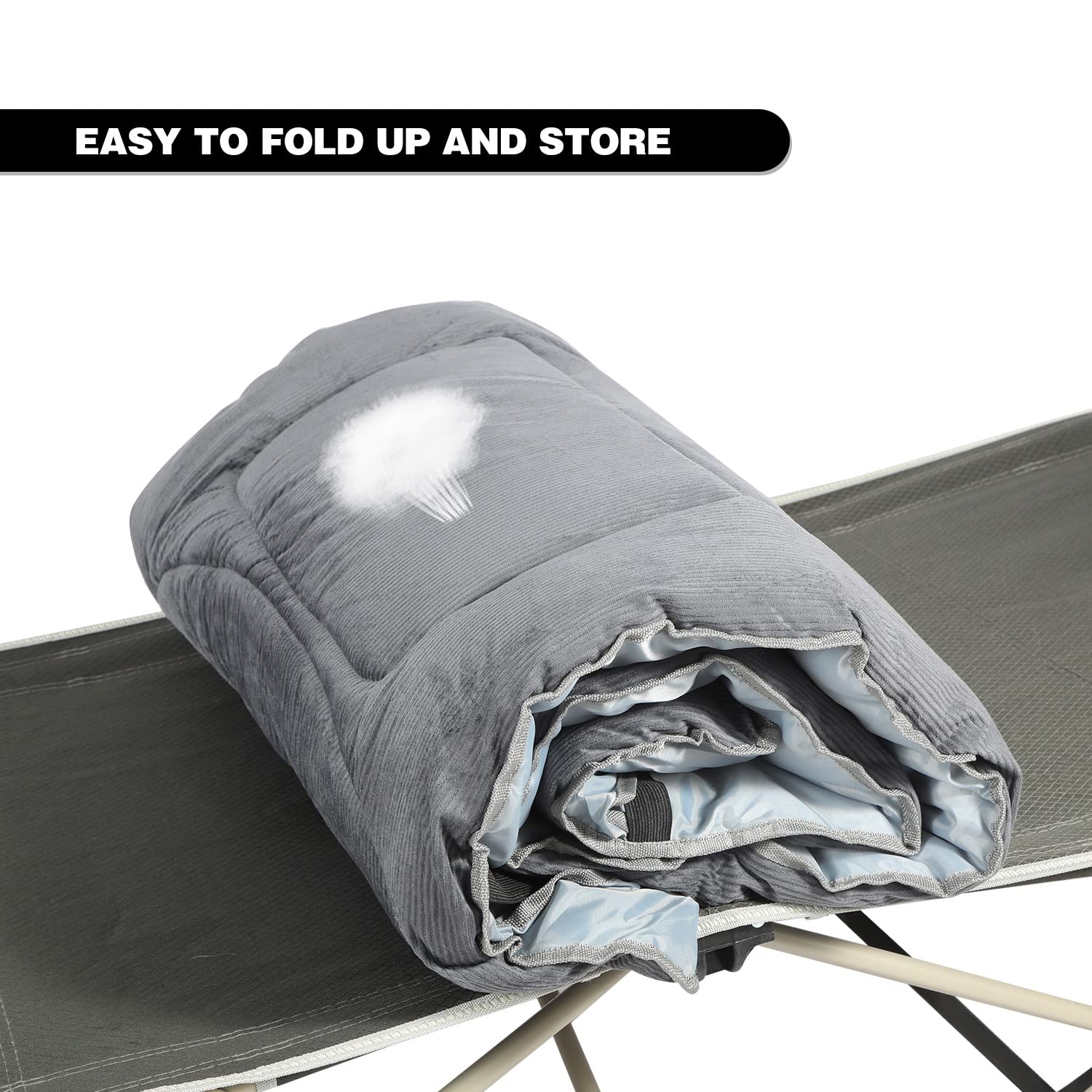 REDCAMP morbido cuscino da campeggio, letto pieghevole 190x70 cm, cotone spesso, imbottitura poliestere di alta qualità, grigio scuro